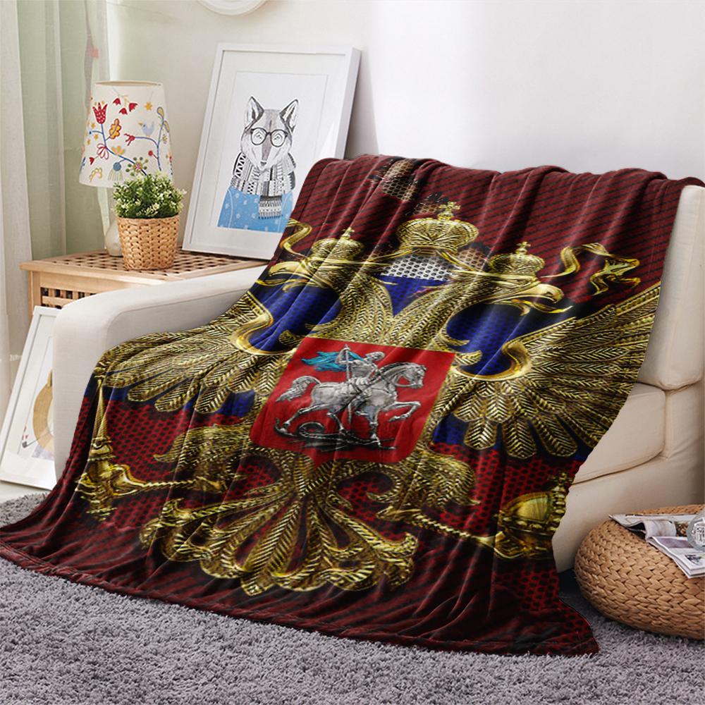 1PC Russian Double Print Flannel Blanket, High quality Comfortable for All Seasons, Home Decor, Warmth and Comfort, Perfect for Christmas Gifts138