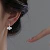 Korean Style Ginkgo Leaf Pearl Dangle Earrings for Women - Elegant and Sweet Short Stud Design