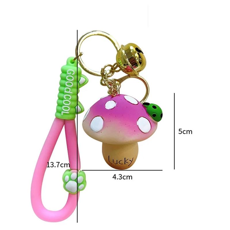 Creative Lucky Resin Mushroom Key Chain Lady Cute Car Bag Pendant Keyrings Accessories Gifts