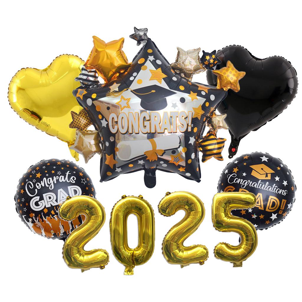 Abschluss-Saison Thema Aluminiumfolien-Ballon-Set Goldener Absolventenhut Feier Klassenzimmer Schulparty Dekoration