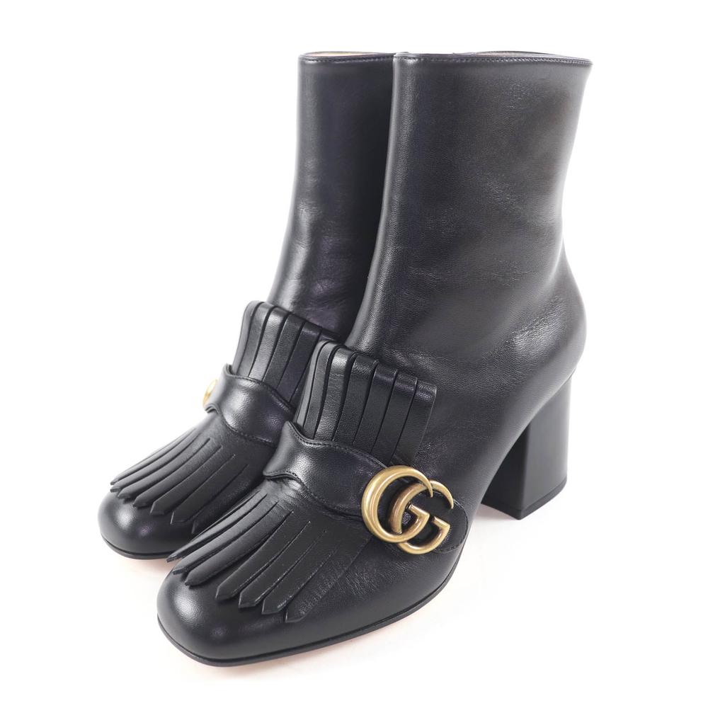 Pristine GUCCI short boots GG Marmont Tassel Side Zip Leather leather 38 408210 Used