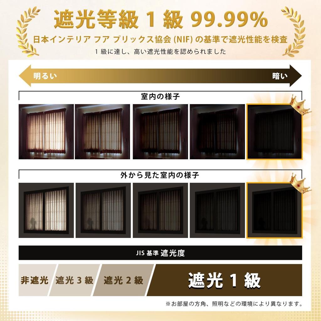 Gemarwel Blackout Grade 1 Light Heat Cold Summer Energy Machine Suitable for Living and Set of 2 100cm Wide x 178cm Curtains, Blackout, 99.99%