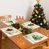 4/6pcs Festive Christmas Placemats, 12x18 Inch, Polyester, Hand Wash Only, Rectangular, Polka Dot Pattern, with Christmas Tree