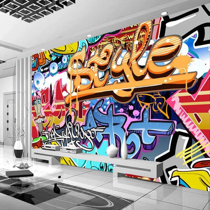 3d Stereo Photo Wallpaper Modern Abstract Wall Mural Cartoon Graffiti 3d Wall Paper For Restaurant Ktv Bar Decor