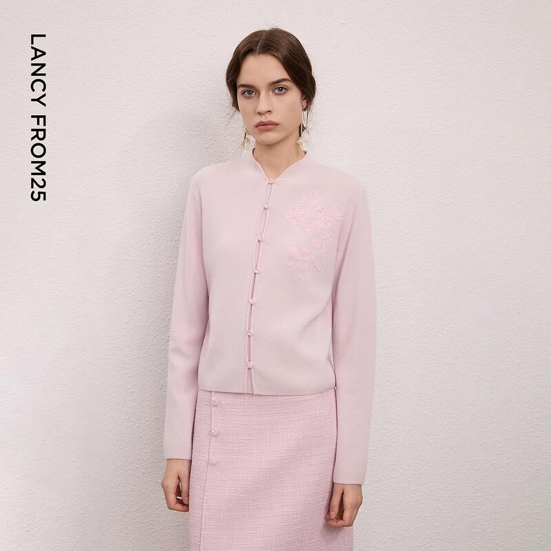 LANGZI Lantingxu Neo-Chinese Style Embroidered Wool Cardigan
