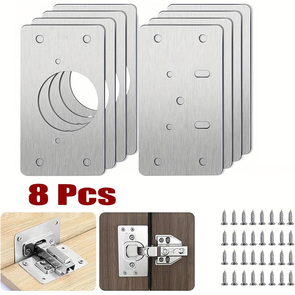 8PCS Hidden Door Hinges For Cabinet Door Installation Kitchen Cabinet Door Fixing Plate Furniture Hardware