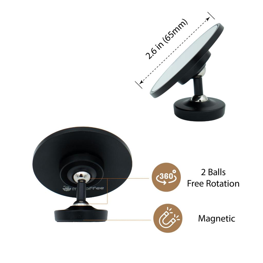 MiiCoffee Espresso Shot Mirror 360 Degree Rotation Adjustable Ball Head 60mm HD Glass Walnut Stainless Steel Bottomless Portafilter Barista Tool