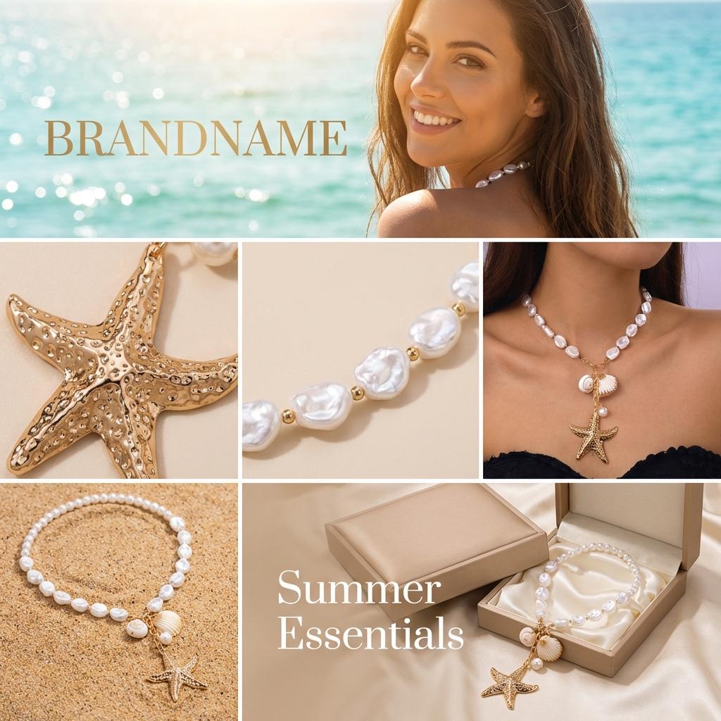 Fashion Irregular Imitation Pearls Shell Necklace for Women Exaggerated Metal Starfish Pendant Necklace Bohemian Jewelry Gifts