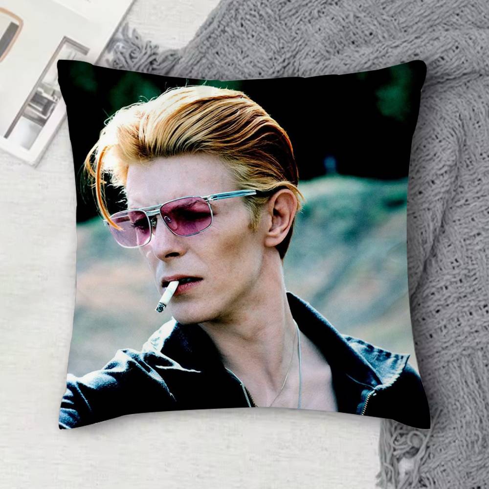 Housse de coussin décorative carrée imprimée recto-verso David Bowie pour canapé, salon, décoration intérieure