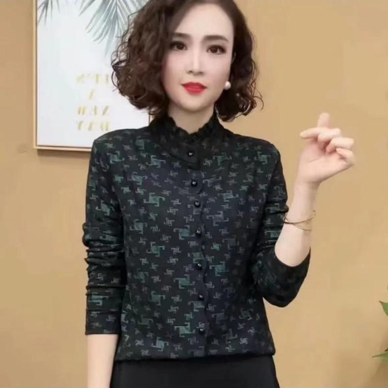 New Fashionable and Versatile Fall Stand-collar Long-sleeved Pullover Age-reducing Slimming Top