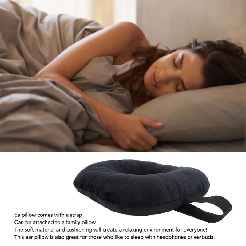 Almofada de Ouvido Para Dormir de Lado Respirável Suporte Macio Reduz Fricção na Orelha Almofada com Orifício para Orelha com Tira