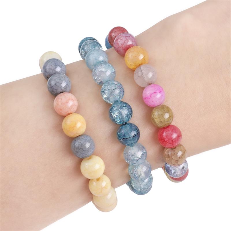 8mm Colorful Glass Crack Beads For Jewelry Making DIY Necklace Bracelet Phone Chain Lighting