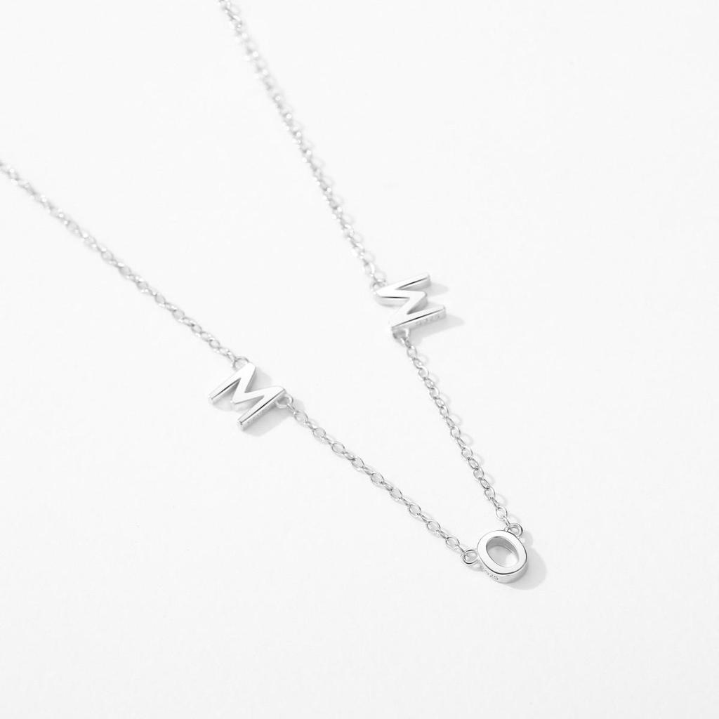 ODIAN Classic Design 925 Sterling Silver Letter Mom Pendant Necklace For Women Mom Mother's Day birthday Christmas Sweet Gift