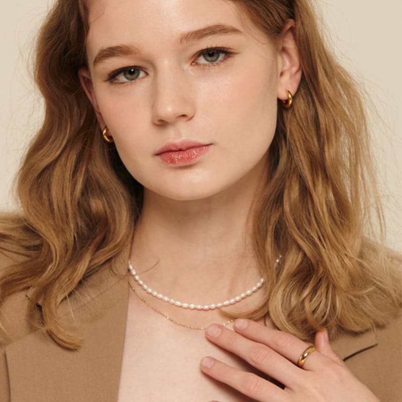 murmur [925silver]Petit oval pearl necklace