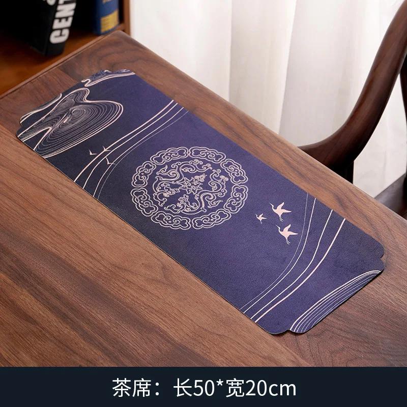 

Waterproof Tea Mat Tea Table Fabric Mat Deerskin Velvet Dry Pour Seats Tea Ceremony Utensils National Trendy Style Table Runner