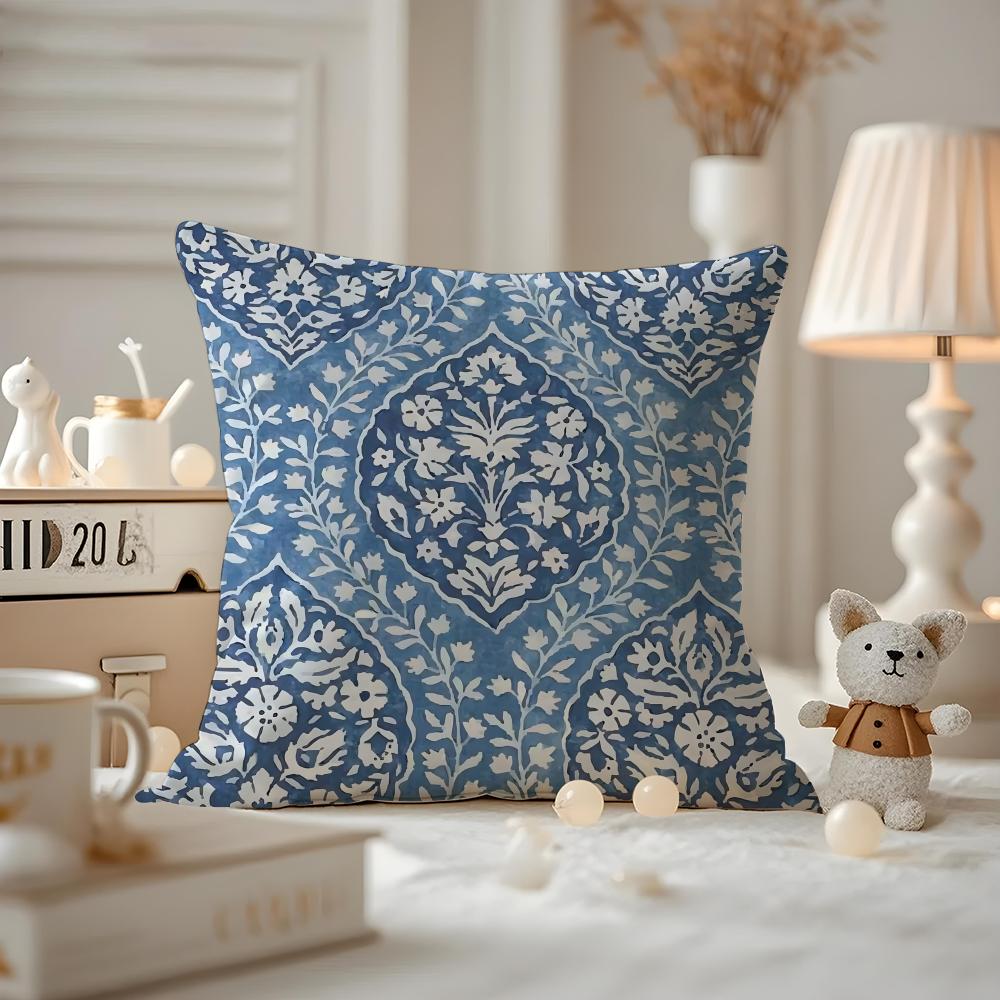 Sari Fabric Cushion Cover Pattern Printed Pillowcase For Living Room Sofa Cushion Cover & Bedroom Decor