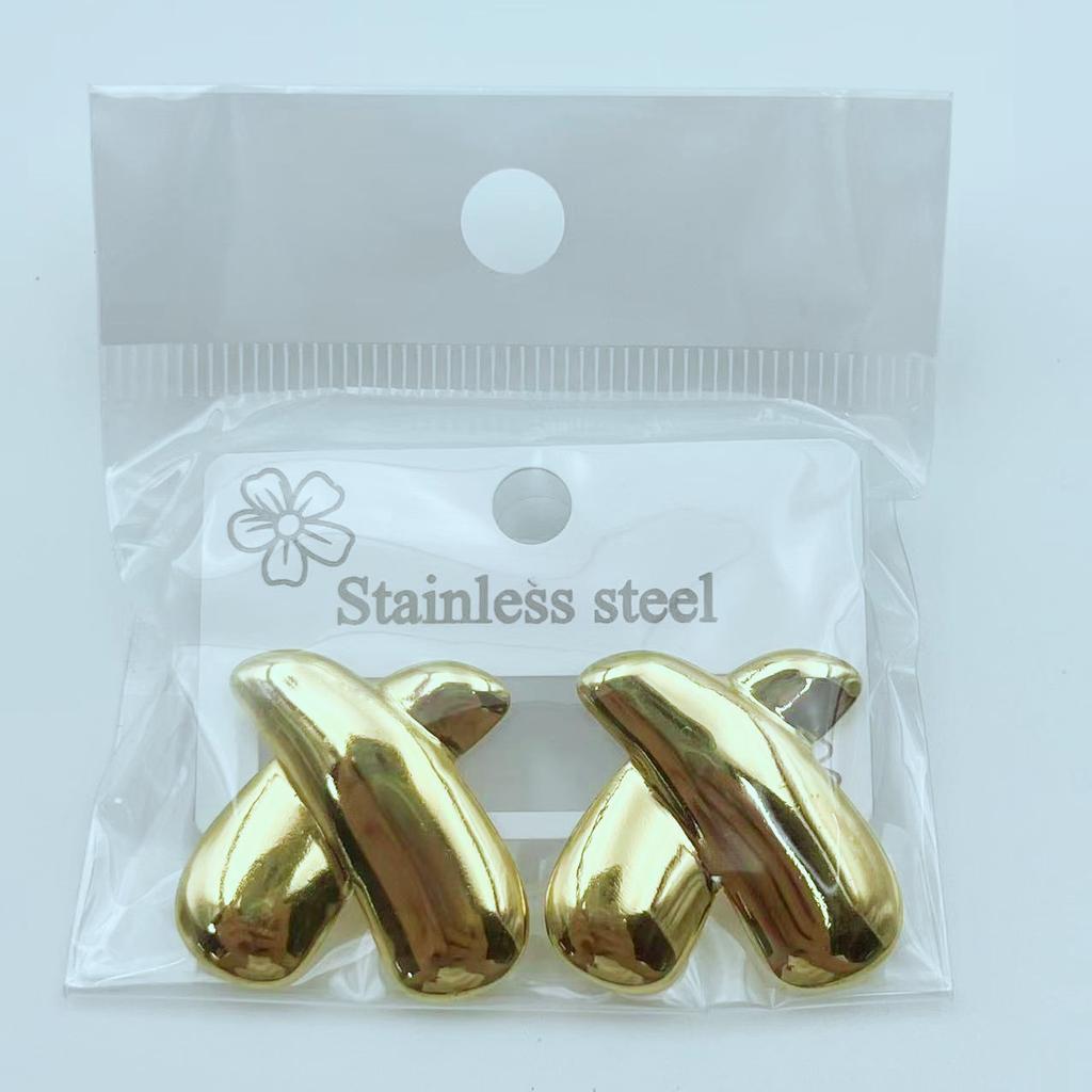 European American Trendy Cross-Border Punk Cold Wind Stainless Steel Earrings Geometric Irregular Drop Fashion Jewelry
