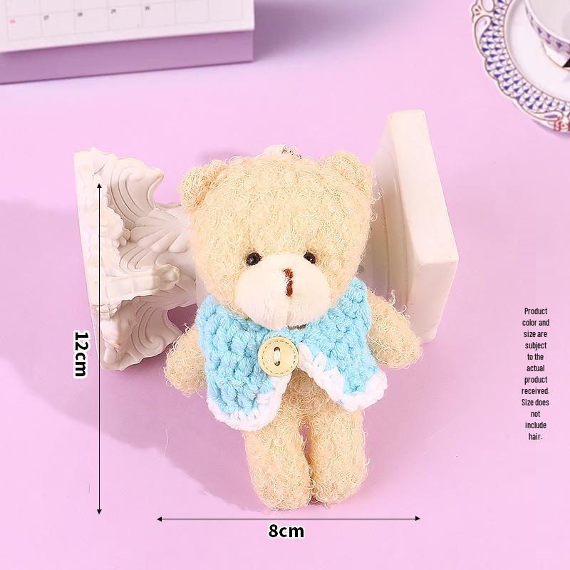 Blush Bear Plush Vest Keychain - Cute Teddy Backpack Charm Gift