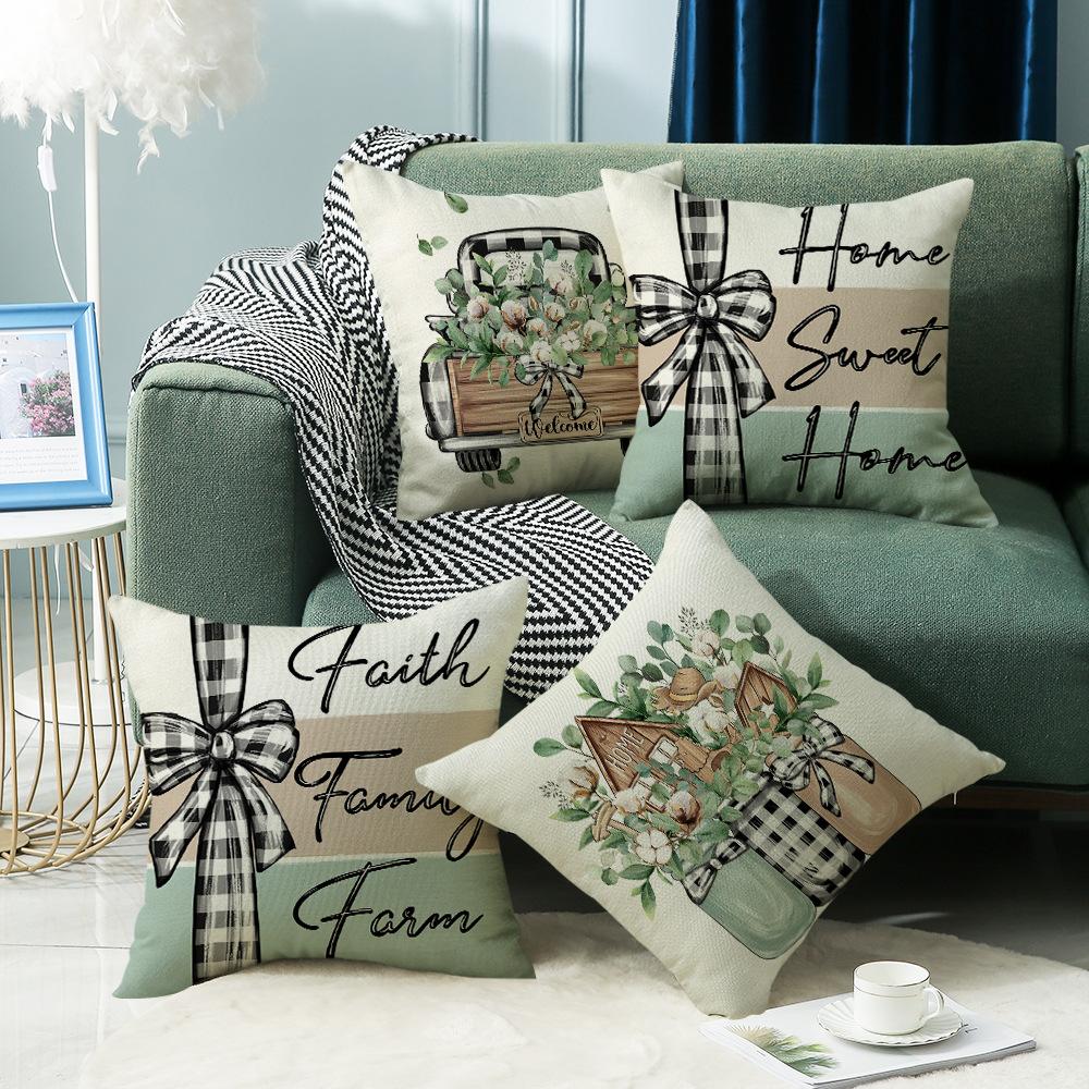 Spring Floral Print Pillowcase Family Bedroom Sofa Small Fresh Atmosphere Decorative Cushion Pillowcase