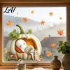 Cute Ghost Pumpkin Decals Autumn Ghost/Gnome Static Glass Sticker PVC Waterproof Maple Leaves Window Removable Party Supplies Decal Cling