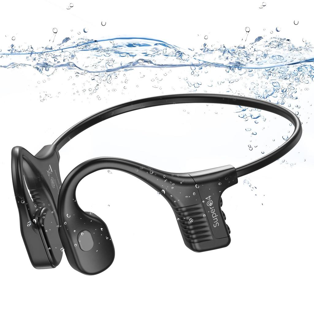 Swimming Earphones, Bone Conduction, IP68 Waterproof, Open-Ear Headphones, Wireless Earbuds with Mic, Bluetooth & MP3 Mode, 32GB Memory, Lightweight