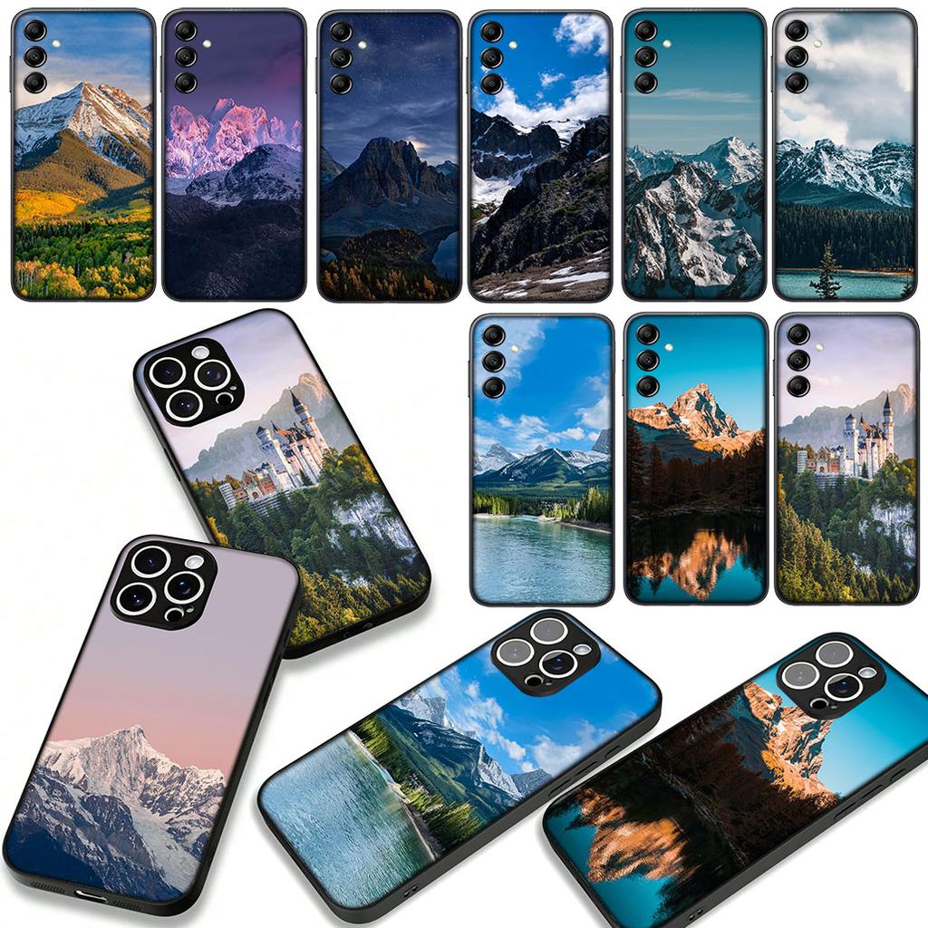 Phone Cover for Samsung Galaxy A55 A54 A25 A36 A17 A26 A35 A33 A34 A14 A37 S8 S9 S20 S21 FE S10 Plus Case Mountain Forest Casing