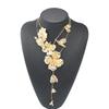 N11011 fashion exaggerated retro three-dimensional double-layer metal flower necklace temperament light luxury advanced sense collarbone chain