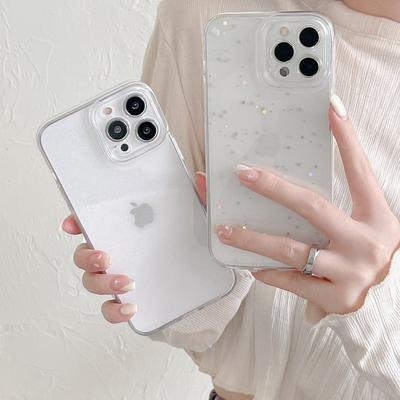 Glitter Stars Bling Small Sequin Phone Case For Iphone 14 12 11 13 Pro Max Xr X Xs 7 8 Plus Clear Crystal Soft Epoxy Cover