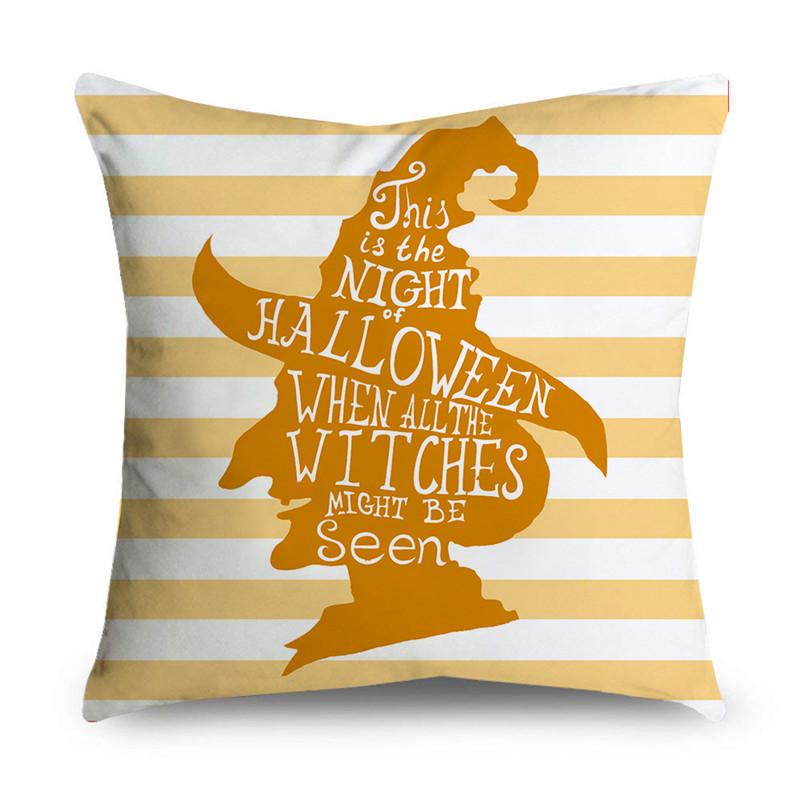 Halloween Theme Horror Pumpkin Wizard Print Pattern Cushion Cover Home Living Room Sofa Decoration Square Throw Pillow Cover
