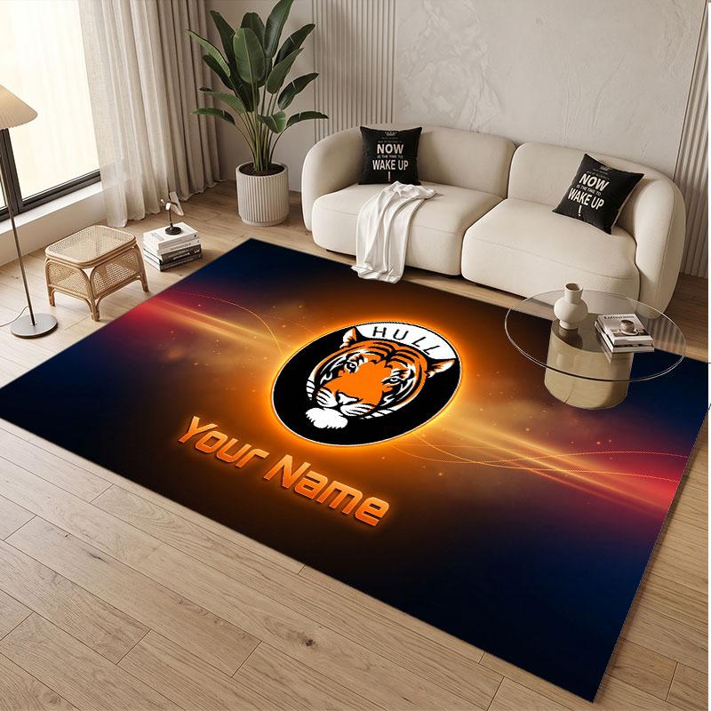 Custom Rug Hull City Pattern Print Name Text Soft Non‑Slip Floor Carpet for Home Indoor Decoration