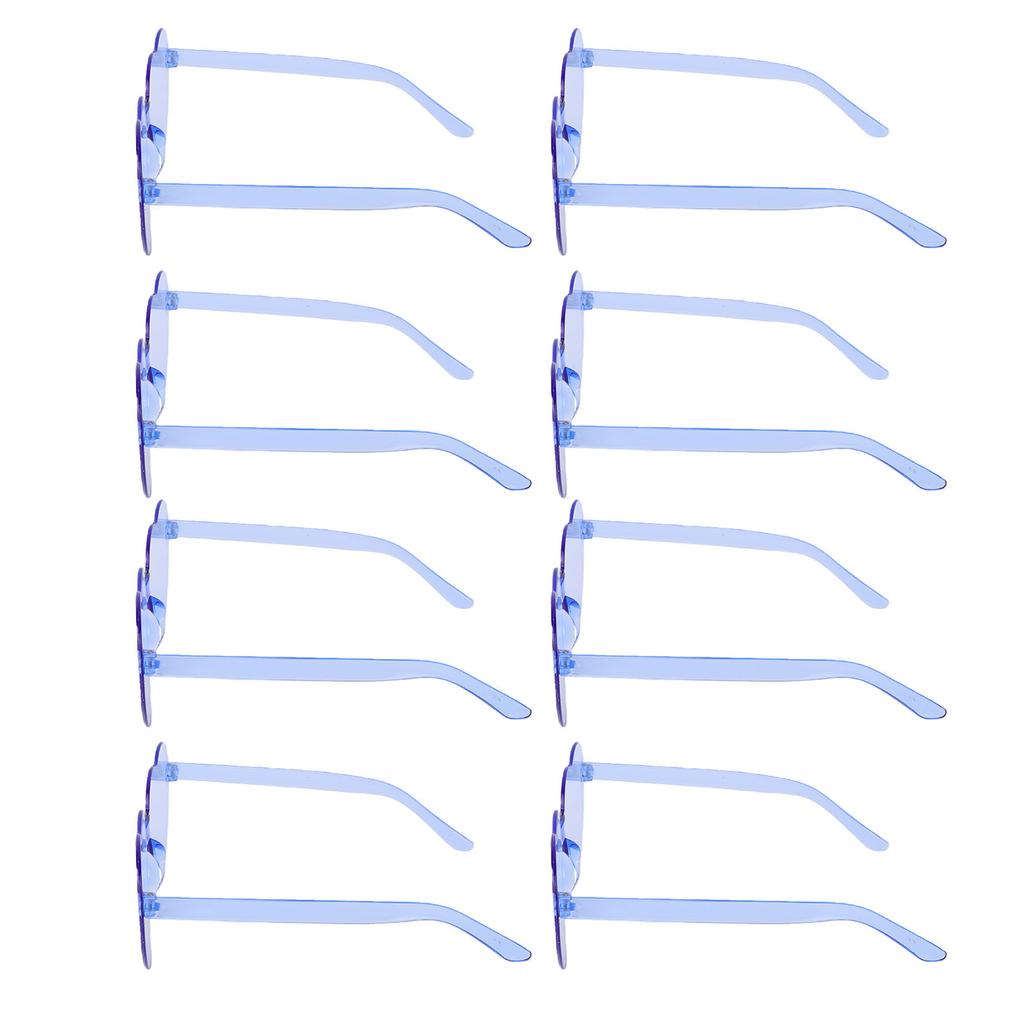 8 Pairs Heart Sunglasses PC Lens Novelty Frameless Heart Shaped Glasses for Women Beach Party Blue