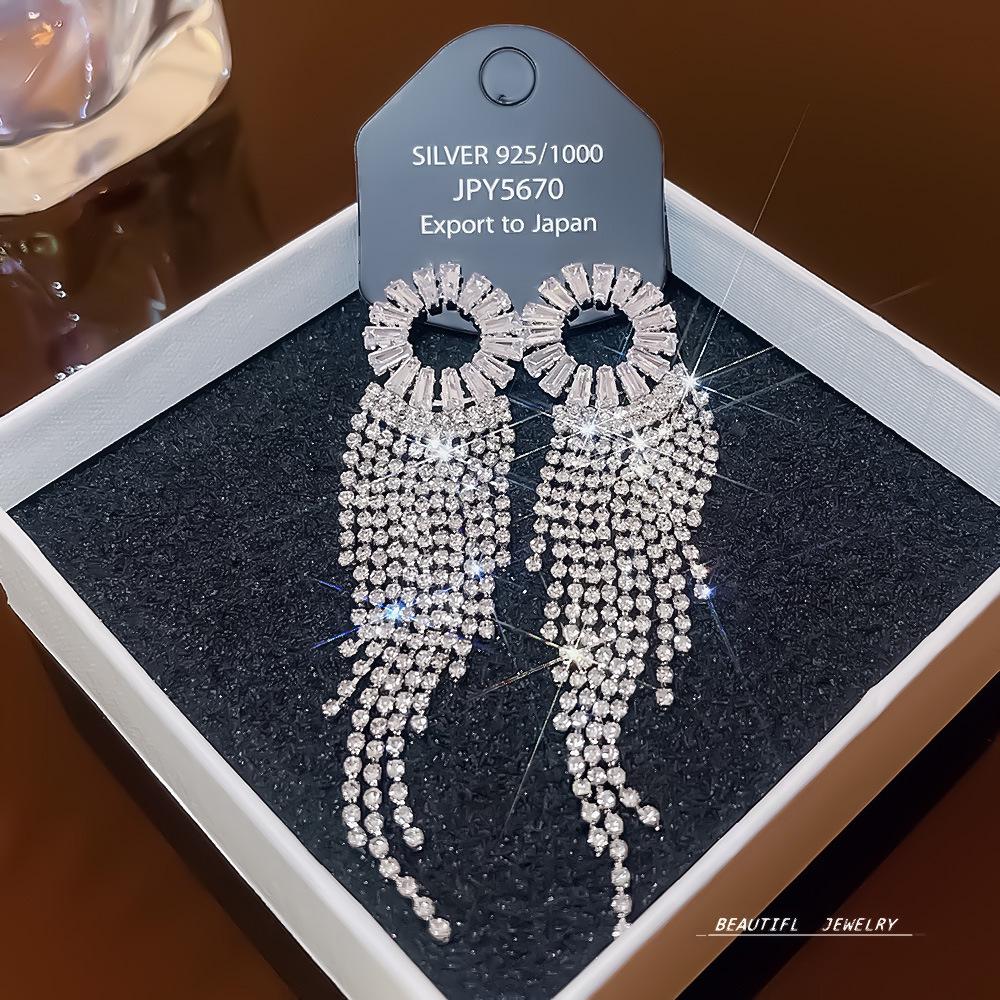 925 Silver Needle Tassel Pearl Earrings: High-End Celebrity Design for Women