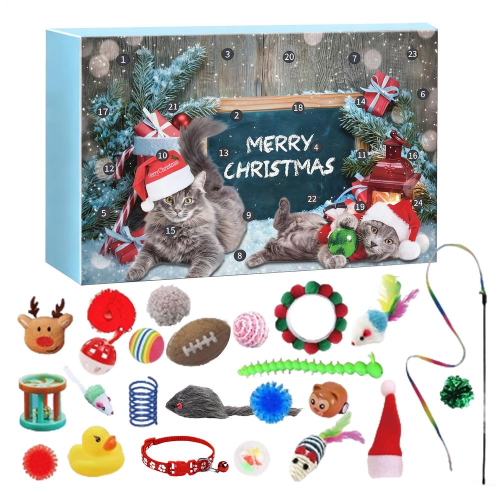 

Christmas Calendar Cat Toy Advent 2025 24 Days Kitten Toys Festival Countdown Calendar for Christmas Home Daily Festival Holiday L красный