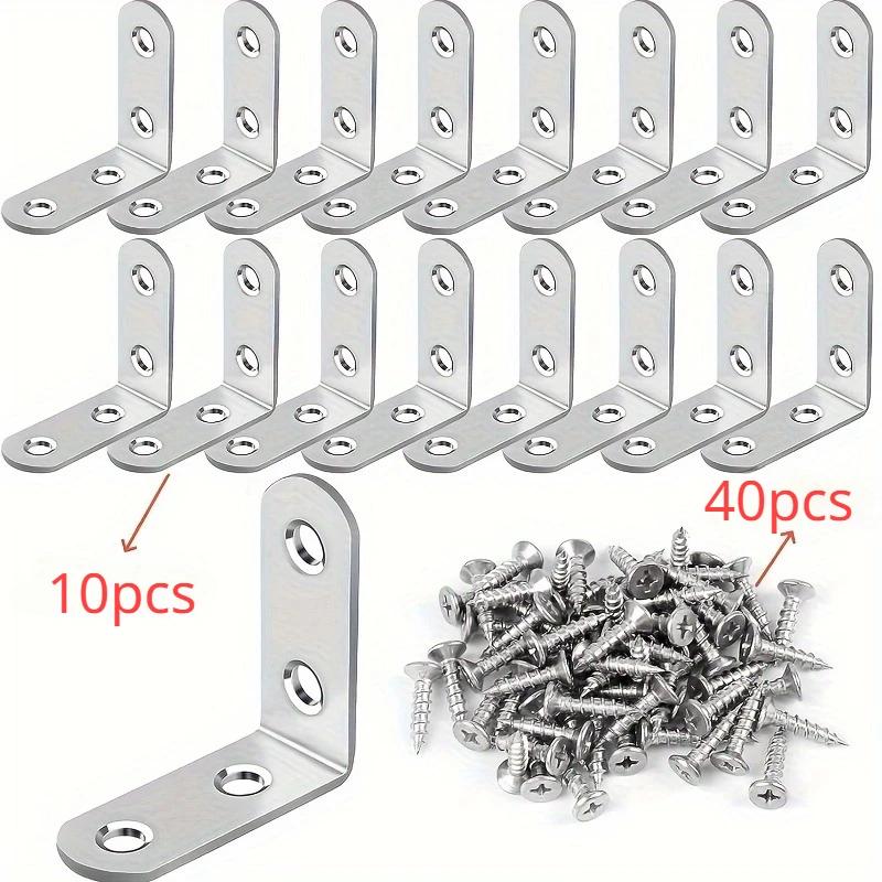 

A Set Of 50pcs,Including 10pcs 90-Degree Right-Angle Brackets With 40screws,L-Shaped Bracket Hardware For Wooden Shelves,Chairs