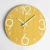 Silent Luminous MDF Wood Wall Clock with Fluorescent Wood Grain Finish