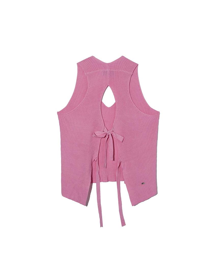 Lense Back Open Ribbon Knit Pink