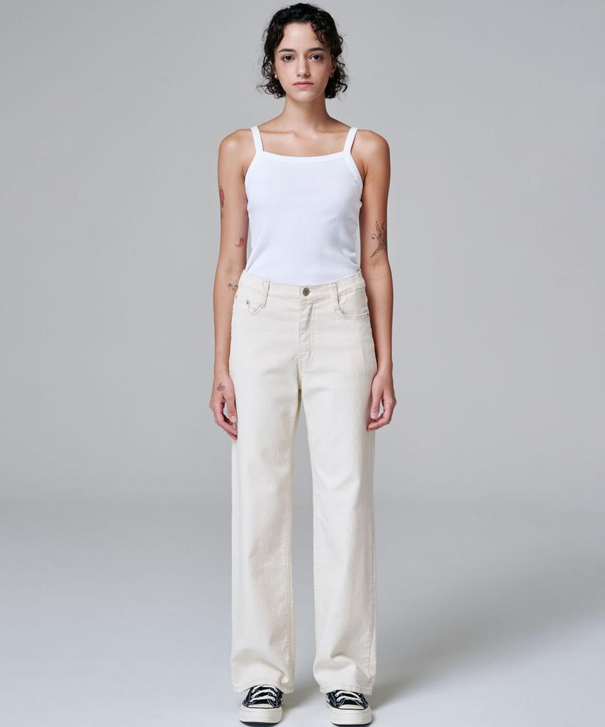 MALOUPE 9106 Semi-Wide Denim Pants (Cream)