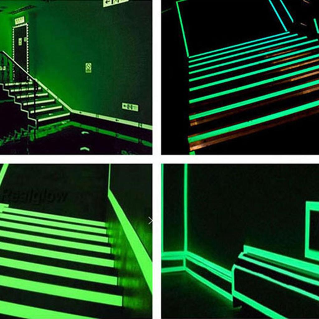 1 Roll Fluorescent Self-Adhesive Glow-In-The-Dark Tape Light Strip Fire Channel Stage Decoration Safety Exit Warning Stickers
