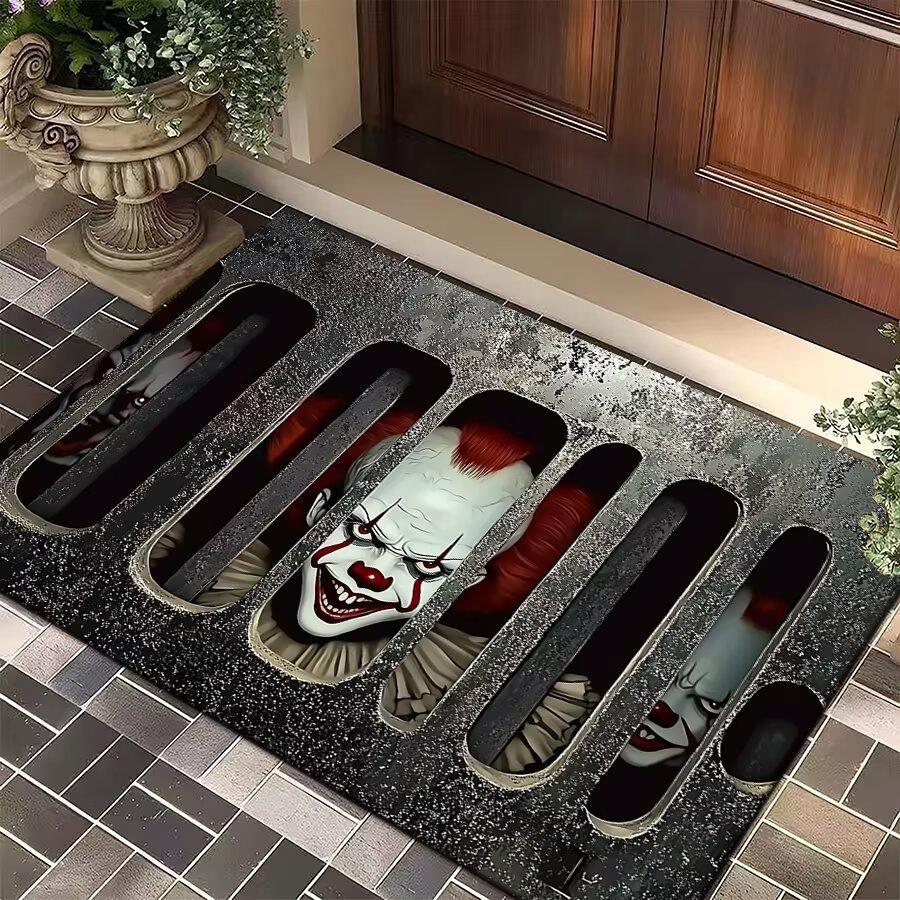 Halloween Děsivý Strašidelný Klaun 3D Iluze Rohožka Protiskluzová Hrůzostrašná Dekorace Vstupní Prahy Snadno Čistitelná Párty Domácí Dekorace