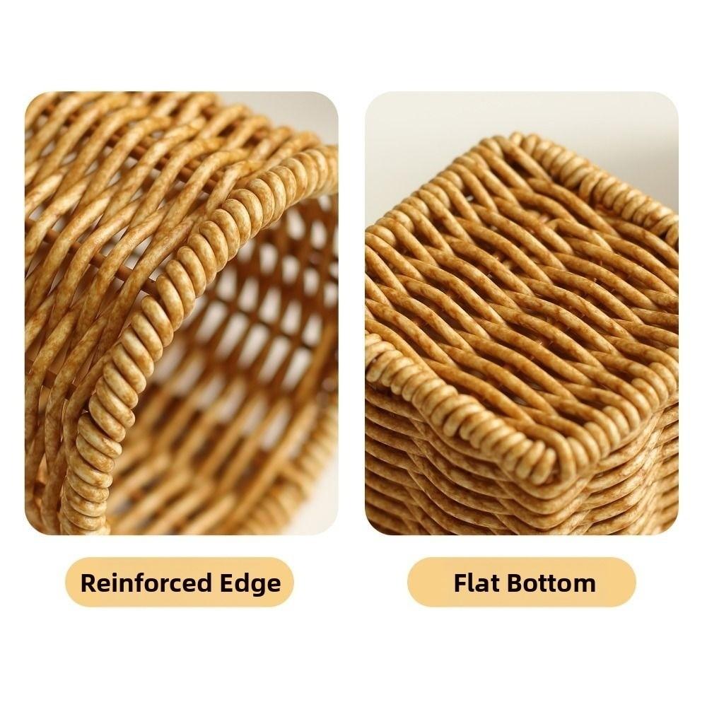 Rustic Style Imitation Rattan Storage Bucket Simple Plastic Pen Holder Household
