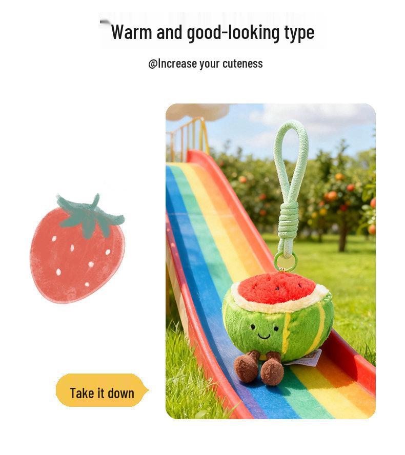 Fruit Plush Keychain: Cute Apple & Banana Desk Companion Ornament Gift