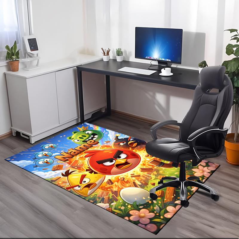 Custom Name Angry Birds Printed Carpet Rug For Office Chair Living Room Bedroom Kitchen Room Decor Gifts