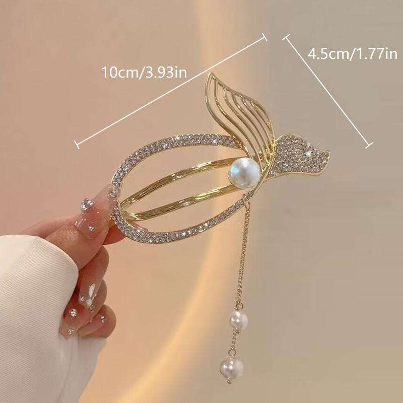 Large Fish Tail Tassel Twist Clip Horizontal Hairpin One-word Clip Fixer Back Of Head Hair Styling Tool