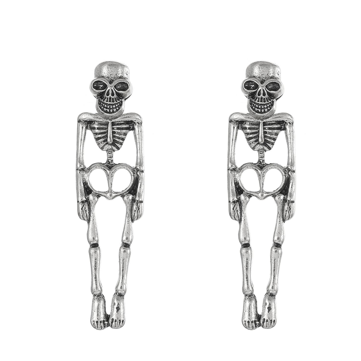 

Съемные серьги в виде скелета черепа: Креативный дизайн призрака на Хэллоуин