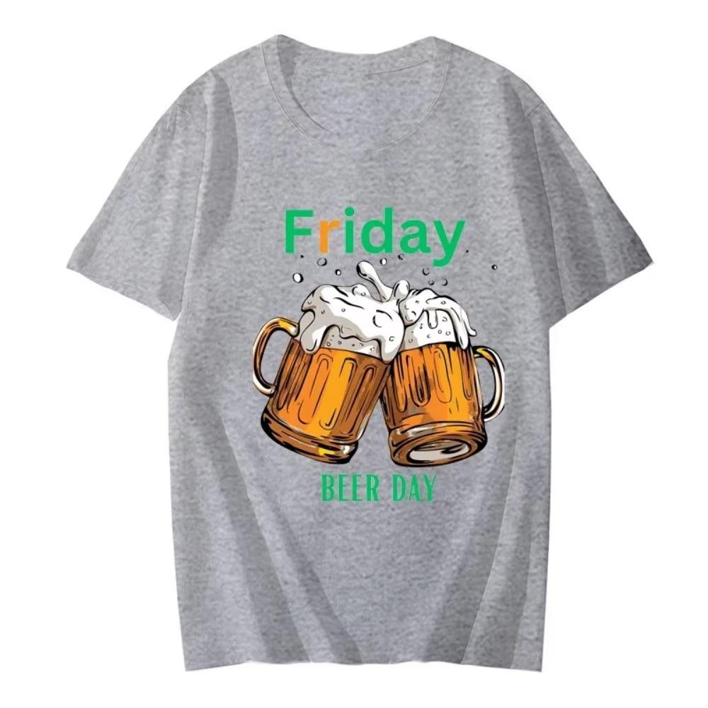Friday Beer Day Print  T-Shirt Top T-shirts for Men Hip Hop Tops Shirts Short Sleeve Men's T-shirts Summer Clothing for Men Tops