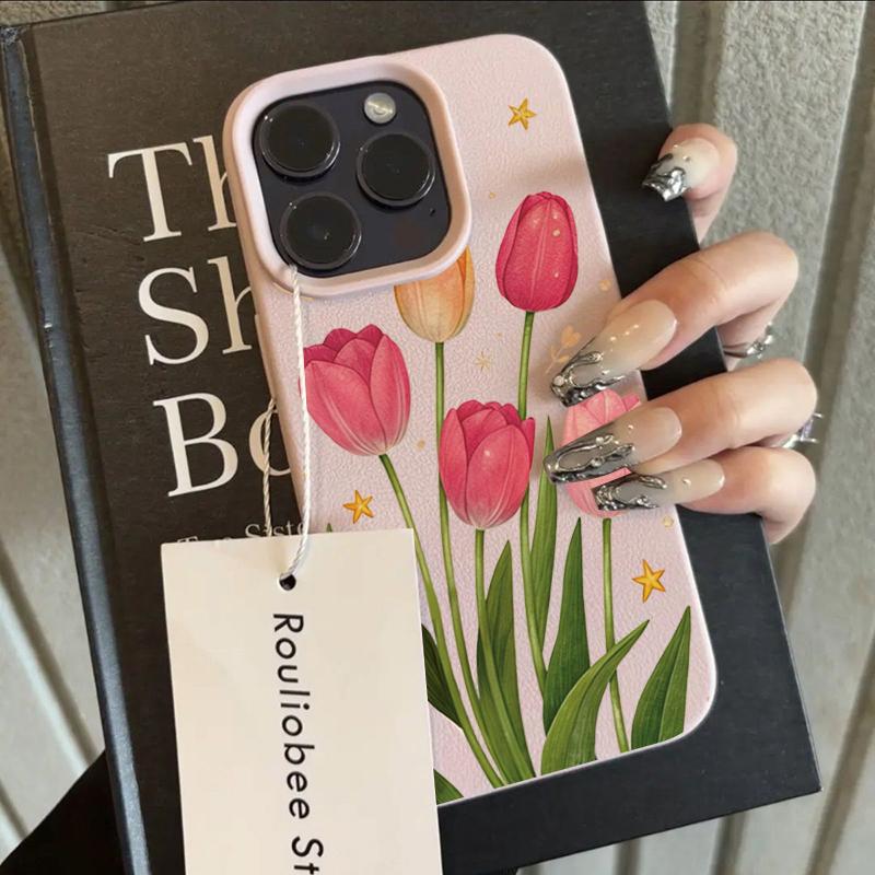 Tulip Flowers And Star Patterns Phone Case For IPhone 17 16 15 14 Pro Max 12 11 13 XS X 16 Plus 16e Shockproof Cover
