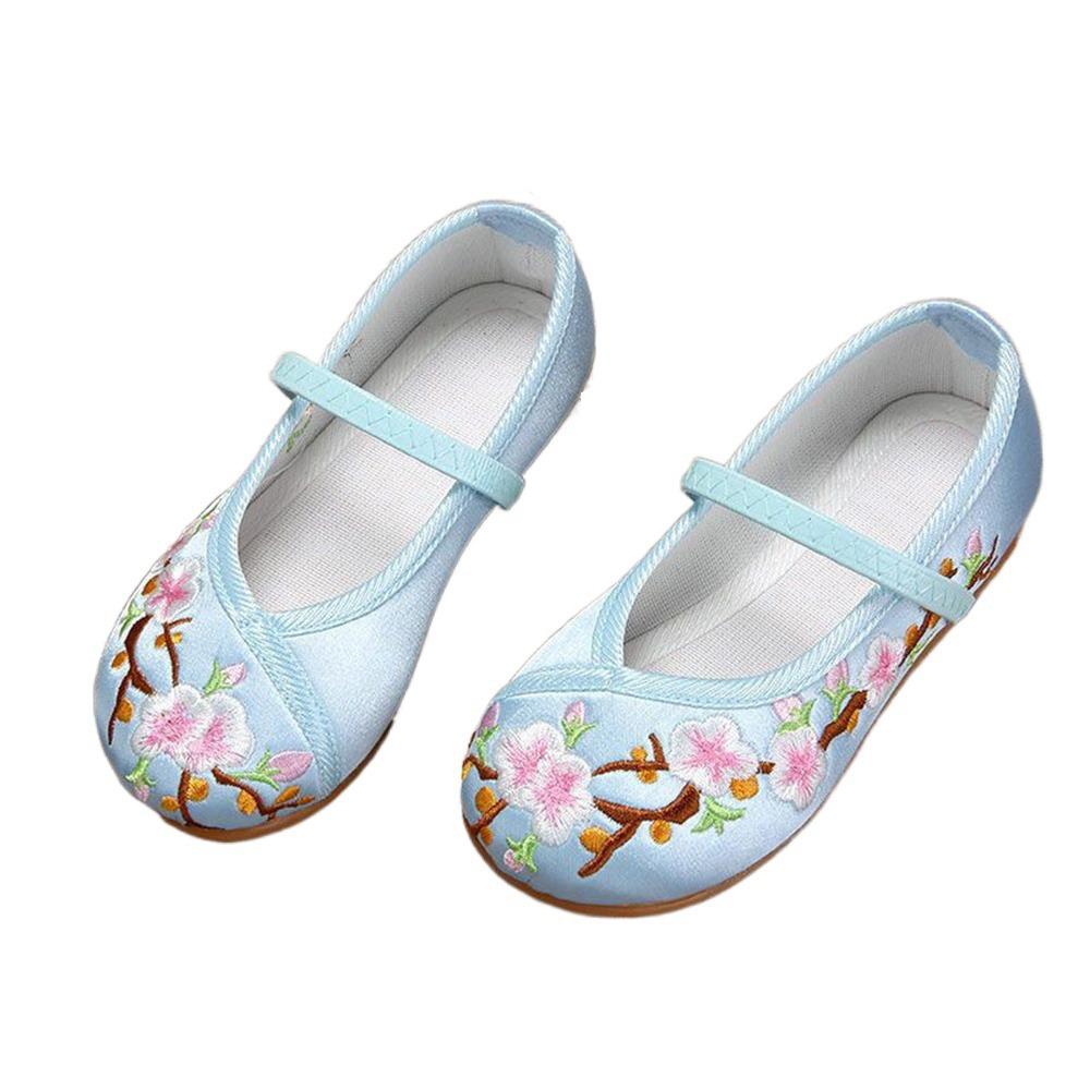 

Туфли из атласа с цветочной вышивкой на мягкой подошве, износостойкие туфли для ханьфу, балетки для девочек и женщин 26 синий