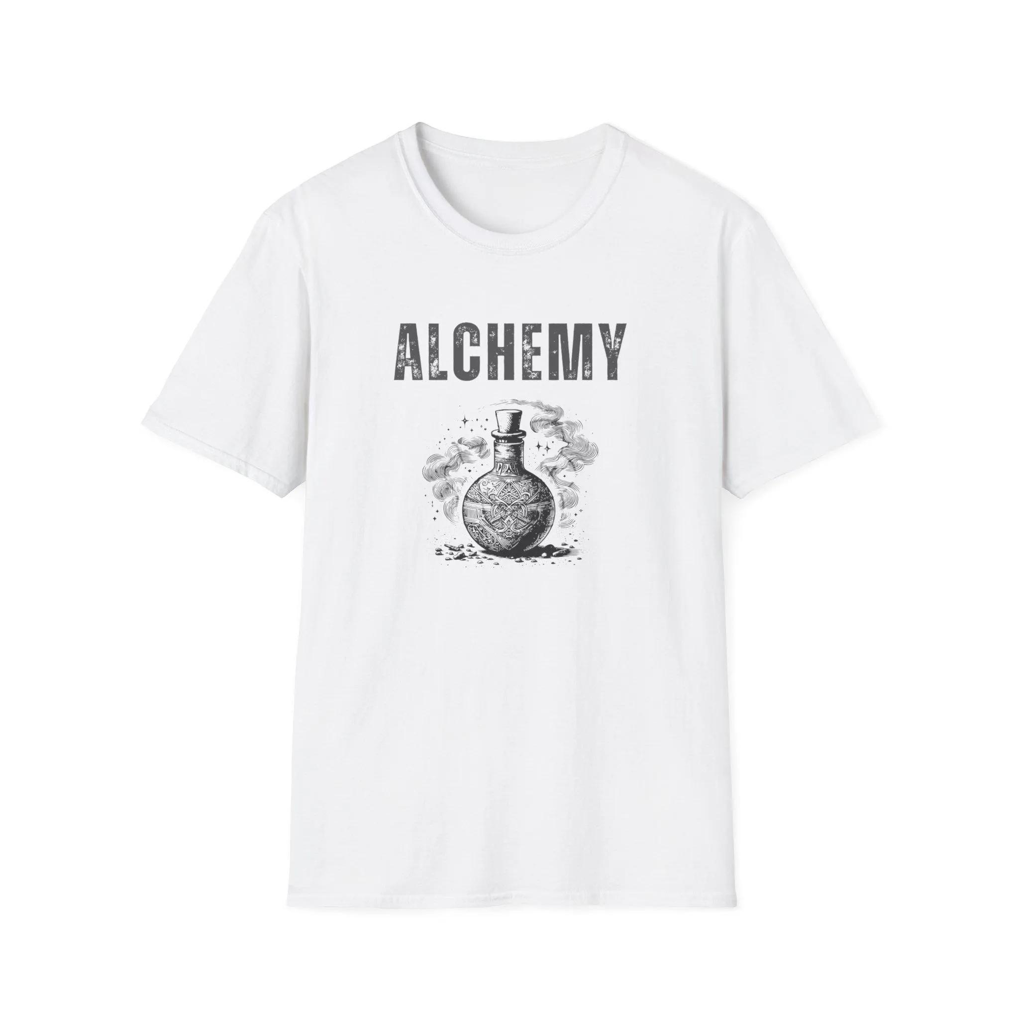 

Alchemy Themed Unisex Softstyle T-Shirt Graphic Tee for Science Lovers Vintage Aesthetic Casual Wear Gift for Students S разноцветный