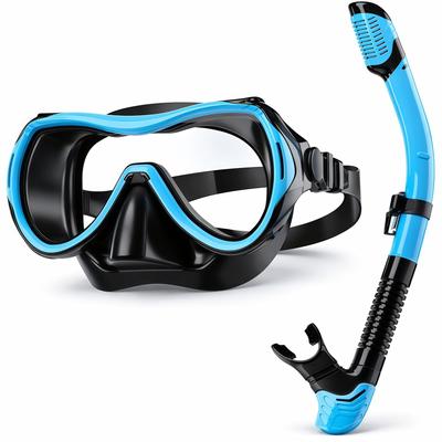 MIFIKO Snorkeling 2-Piece Set: Snorkel Set, Diving Mask, Diving Goggles, Dry Snorkel, Reinforced Glass Lens, UV Protection, Silicone Fit, Water-Resist