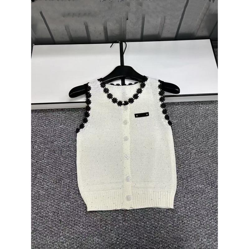 2026 Spring/Summer Black Label Sequin Knit Floral Cardigan Vest - Slim-Fit, Versatile, Age-Reducing Top